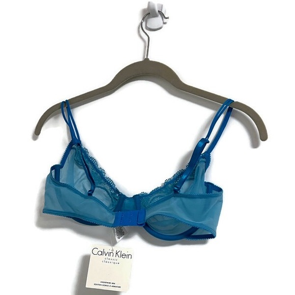 NWT Calvin Klein aqua blue sheer bra 36C, string bikini Medium AND thong, 3 pcs. - Picture 5 of 16